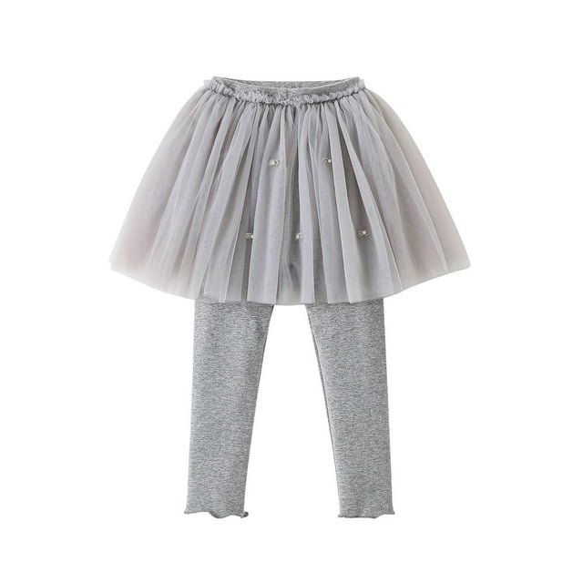 Odeerbi 9M-6Y Niñas Leggings Con Falda Tul Tutú Pantalones Falda de Gasa de Dos Piezas Pantalones Casual Cómodo Leggings