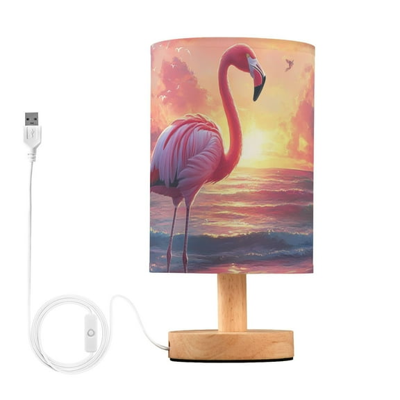 Flamingo on Dreamy Sunset Beach Table Lamp with USB Port LED Warm Light Lamp Night Light Home Decor