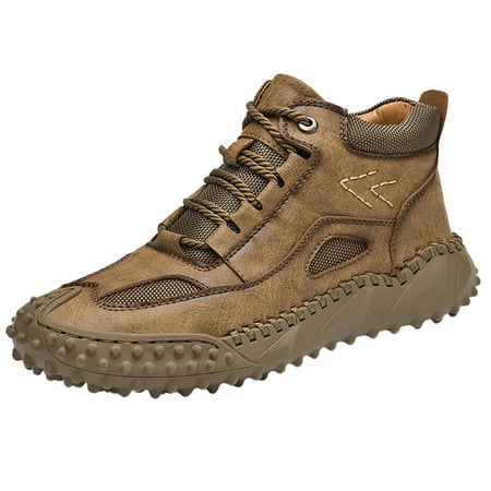 

Ediodpoh Men s New PU Casual Shoes Trend Men s Boots Snow Boots Single Shoes Sneakers Mens Boots Khaki 10