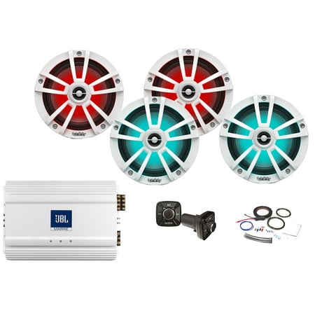 Infinity Marine Speakers - JBL 4-Channel Full-Range Marine Amplifier, Pre-Amp Bluetooth Controller, 4x Infinity 6.5