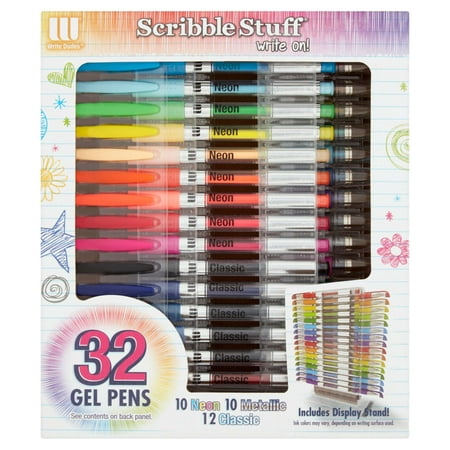 Scribble Stuff, Neon Gel Pens, Assorted Colors, Pack of 5
