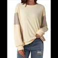 thumbnail image 2 of Sudadera Informal de Gran Tamaño para Mujer, Cuello Redondo, Bloques de Color, Holgada, Tipo Jersey. Albaricoque M, 2 of 8