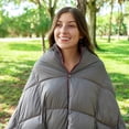 thumbnail image 6 of Get Out Gear Double Puffy Camping Blanket - Extra Puffy, Packable, Lightweight and Warm | Ideal for Outdoors, Travel, Stadium, Festivals, Beach, Hammock | Water-Resistant Camp Quilt (Black/Blue), 6 of 6