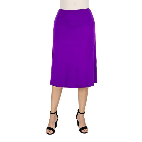 24/7 Comfort Apparel Womens A Line Elastic Waist Knee Length Skirt