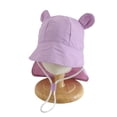 thumbnail image 4 of Xijirk Kids Bear Ear Bucket Hat Solid Beige Color Cute Animal Design Wide Brim with Adjustable Chin Strap Breathable Cap for Outdoor Beach,Light Purple,1-4 Years, 4 of 4
