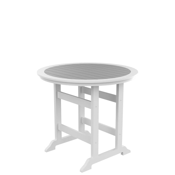 Miekor Furniture HDPE Bar Table, Dining Table, Patio Bar Set ,Counter Height Table For Outdoor White & Gray B5A4902