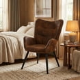 thumbnail image 5 of Homy Casa Accent Chair with Arms, Mid Century Lounge Chair for Living Room, Brown Faux Suede, 5 of 8