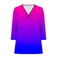 thumbnail image 5 of Penkiiy Half Zipper Shirts for Women Gradient Printed V Neck Shirt Rollable 3/4 Sleeve Tunic Tops Casual Trendy M Dark Blue, 5 of 5