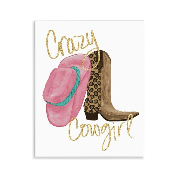 Stupell Industries Glam Crazy Cowgirl Typography Painting Unframed Art Print Wall Art, 11 x 14
