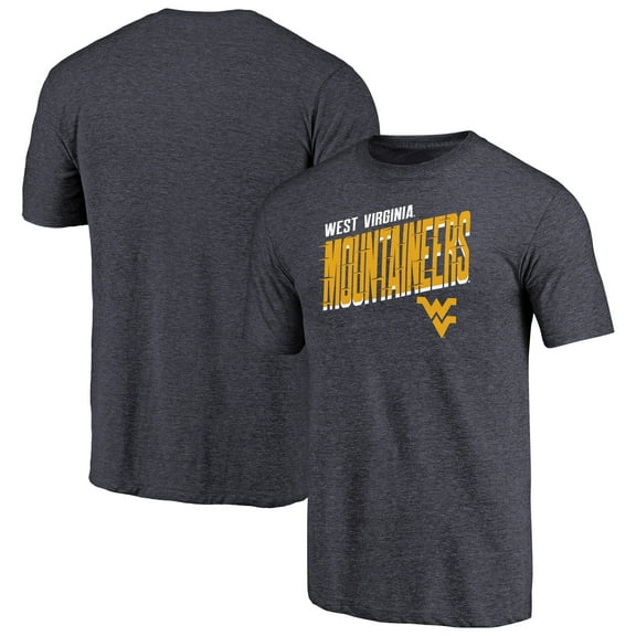 Men's Navy West Virginia Mountaineers Slant Strike Tri-Blend T-Shirt
