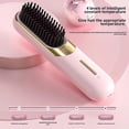 thumbnail image 5 of Cepillo alisador de pelo inalámbrico con cerdas cerámicas calefactables, mini peine de viaje recargable, color rosa., 5 of 5
