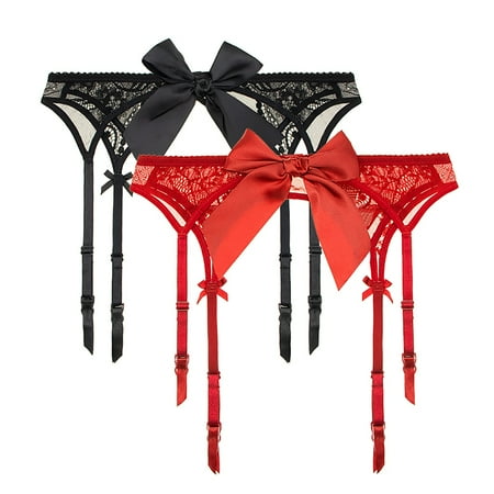 

Varsbaby Women s Lace Garter Belt with Cute Bow 1 Hook Garters for High Stockings