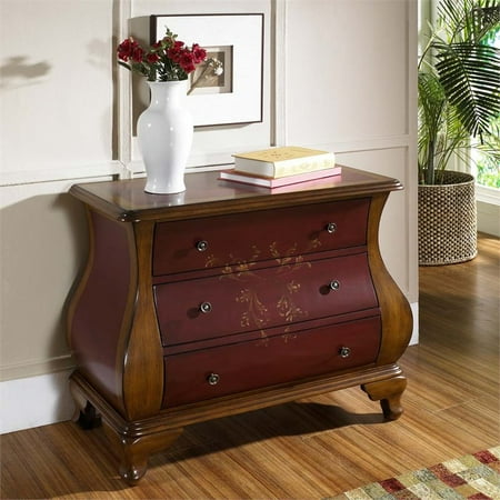 Pri 3 Drawer Hand Painted Bombe Chest In Red And Brown