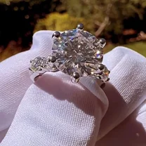 4.50Ctw Round Cut Moissanite 5-Stones Engagement Ring in 14K White Gold Plated