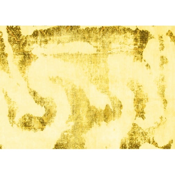 Ahgly Company Machine Washable Indoor Rectangle Abstract Yellow Modern Area Rugs, 4' x 6'