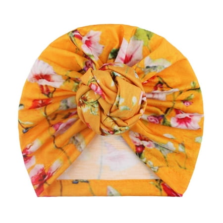 

TOWED22 Baby Girl Hats 0-6 Months Boys Headwear Baby Hat Girls Knotted Accessories Kids Floral Toddler Baby Care Yellow