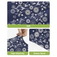 thumbnail image 4 of Japanese Bar Stool Covers Set of 6, Navy Blue Country Flowers Leaves Aesthetic Stretch Washable Bar Chair Covers with Backs, Removable Pub Counter Height Chair Cover for Kitchen Dining Room Cafe, 4 of 7