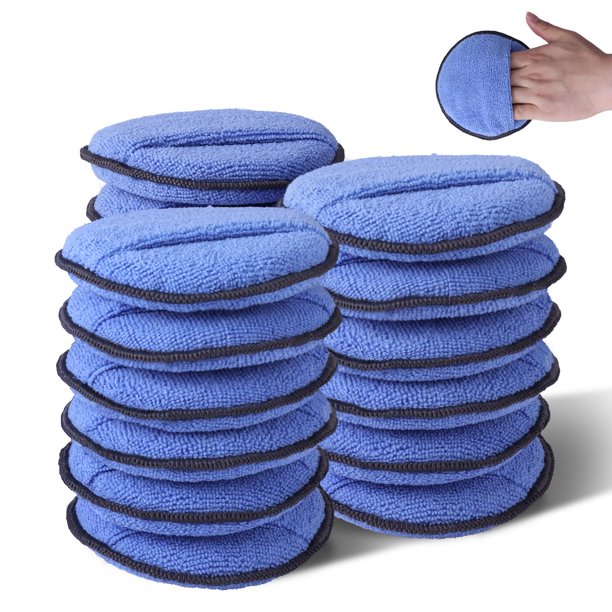 Paquete de 18 almohadillas aplicadoras de cera para automóviles de microfibra WORKPRO con bolsillo para dedos