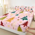 thumbnail image 3 of Homewish Rainbow Christmas Tree Queen Sheet Sets,Merry Xmas Flat Sheet,Colorful Polka Dots Snowflake Queen Fitted Sheet For Girls,Breathable Home Decor,4pcs, 3 of 7