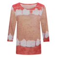 thumbnail image 3 of Birdeem T-Shirt Imprimé pour Femmes, Blouse Mi-Longue à Manches 3/4, Col Rond, Hauts Décontractés, 3 of 12
