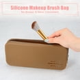 thumbnail image 2 of Silicone Makeup Brush Bag Travel Essentials Makeup Brush Organizer Portable Makeup Brushes Case Brown, 2 of 7