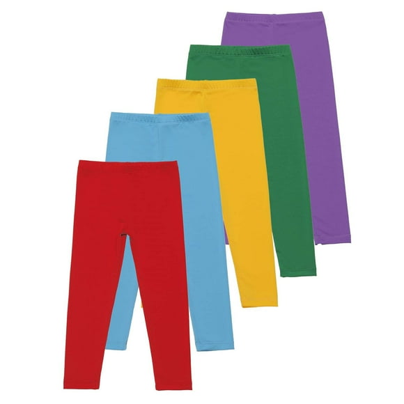 Odeerbi 3-12 Años Niñas 5 Pcs Leggings Pantalones Mallas Elásticas Stretchy Full Length Multipack Pantimedias