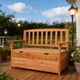 thumbnail image 2 of Zimtown 44" Outdoor Cedar Storage Bench with Backrest and Armrest, Large Patio Deck Box for Garden Tools and Cushions, 2 of 11