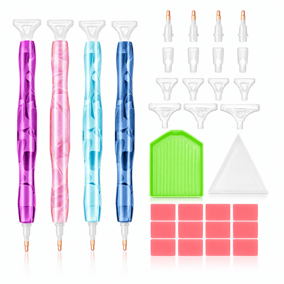 4 Pcs Diamond Painting Pens,Resin Diamond Art Pens with Clay Tips Tray,5D Diamond Painting Accessories and Tools for DIY Diamond Painting Hobby (Multicolor)