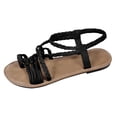 thumbnail image 4 of Rokment Women's Bohemian Roman Flat Dress Sandals Beach Fashion Casual Braided Leather Ropes Walking Flip Flops Comfortable Walking Slingback Summer Shoes Black Size 6.5, 4 of 5