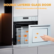 24 Single Electric Wall Oven with Convection Feature, 2.5 Cu.Ft. Stainless Steel Built-In Electric Oven with 108 Smart Menus, 8 Baking Modes, Timer, Safety Lock for Kitchen