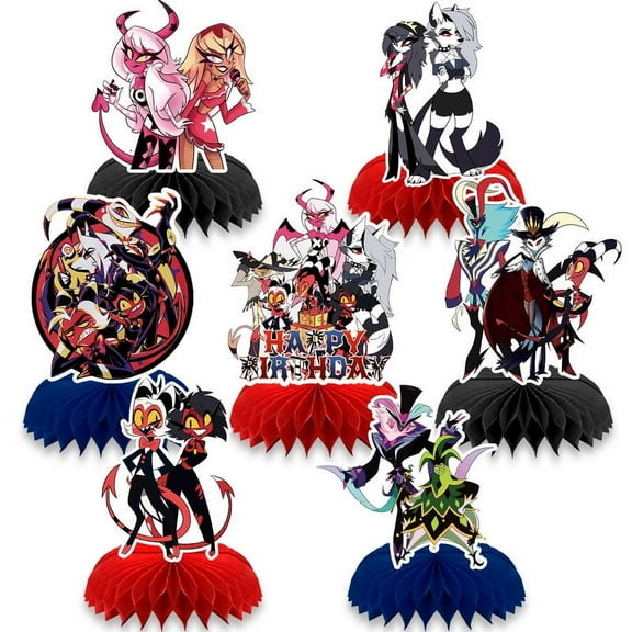 Hazbin Hotel Centerpieces Honeycomb Table Toppers Decorations for Photo Props Birthday Party Decor Supplies