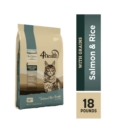 4health with Wholesome Grains Adult Indoor/Outdoor Salmon and Rice Formula Dry Cat Food 18 lb