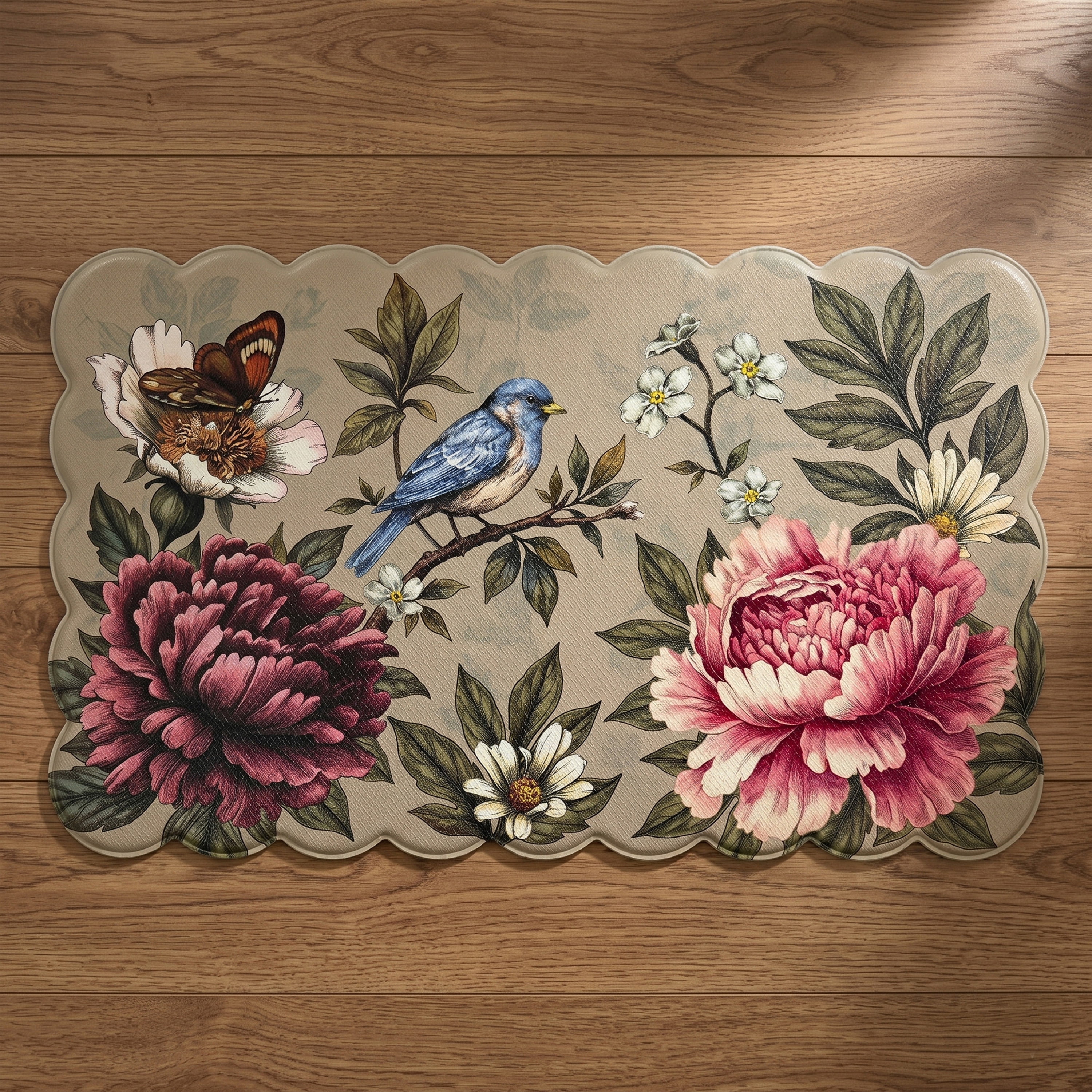 Scalloped Edge Anti Fatigue Mat 18x30 - Botanical - Multi