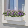 thumbnail image 3 of Artificial Flowers for Outdoors UV Resistant Boxwood Plants, Faux Greenery Bushes Shrubs No Fade Plastic Flowers for Outside Hanging Plants Garden Porch Window Box Wedding Décor (Purple), 3 of 5