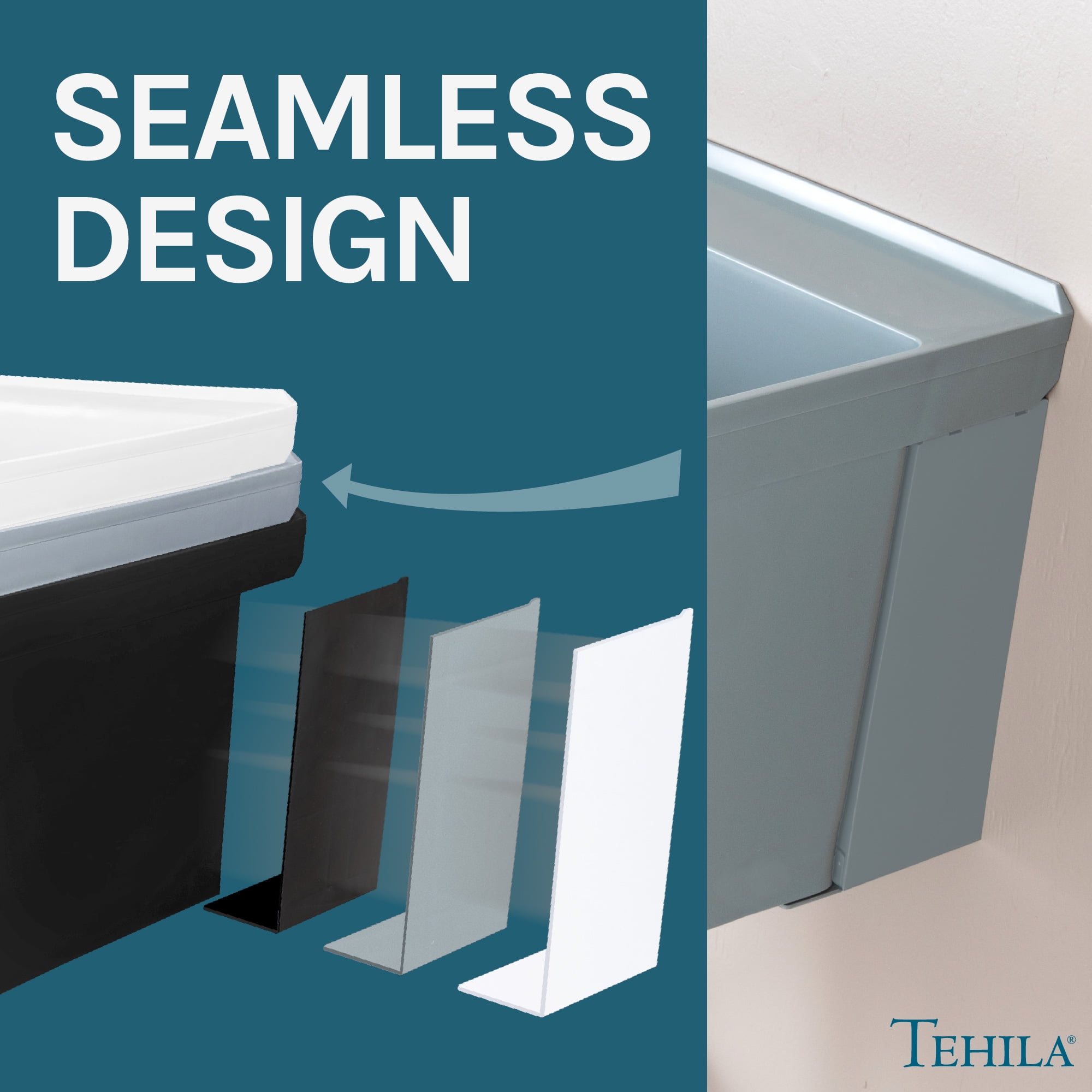 Tehila Wall-Mounted Gray Utility Sink with Drain Assembly Kit