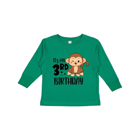 Inktastic Monkey Its My 3rd Birthday Boys or Girls Long Sleeve Toddler T-Shirt