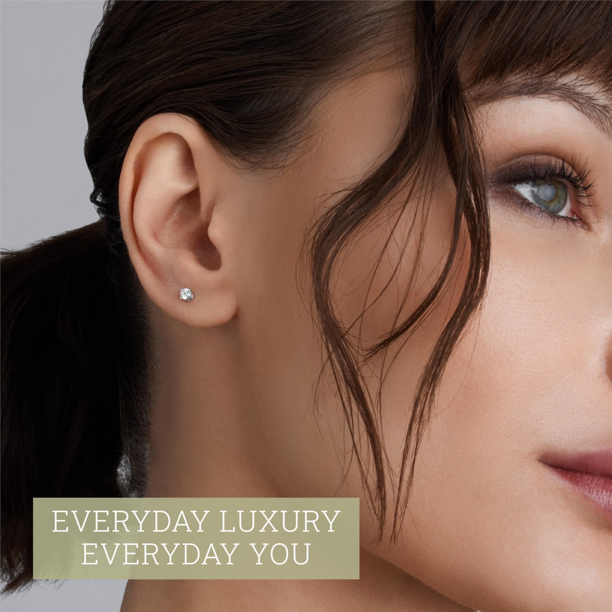 Gilded 1/5 CTW Lab-Grown Diamond 10KT White Gold Stud Earrings for Women, Round Cut, Hypoallergenic Fine Gold Jewelry - SI1 Clarity F Color