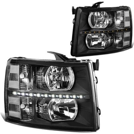 For 07 14 Chevy Silverado 1500 2500 3500 Led Drl Strip Headlight For 07 14 Chevy Silverado 1500 2500 3500 Led Drl Strip Headlight Black Housing Clear Corner Headlamp 08 09 10 11 12 13 Left Right