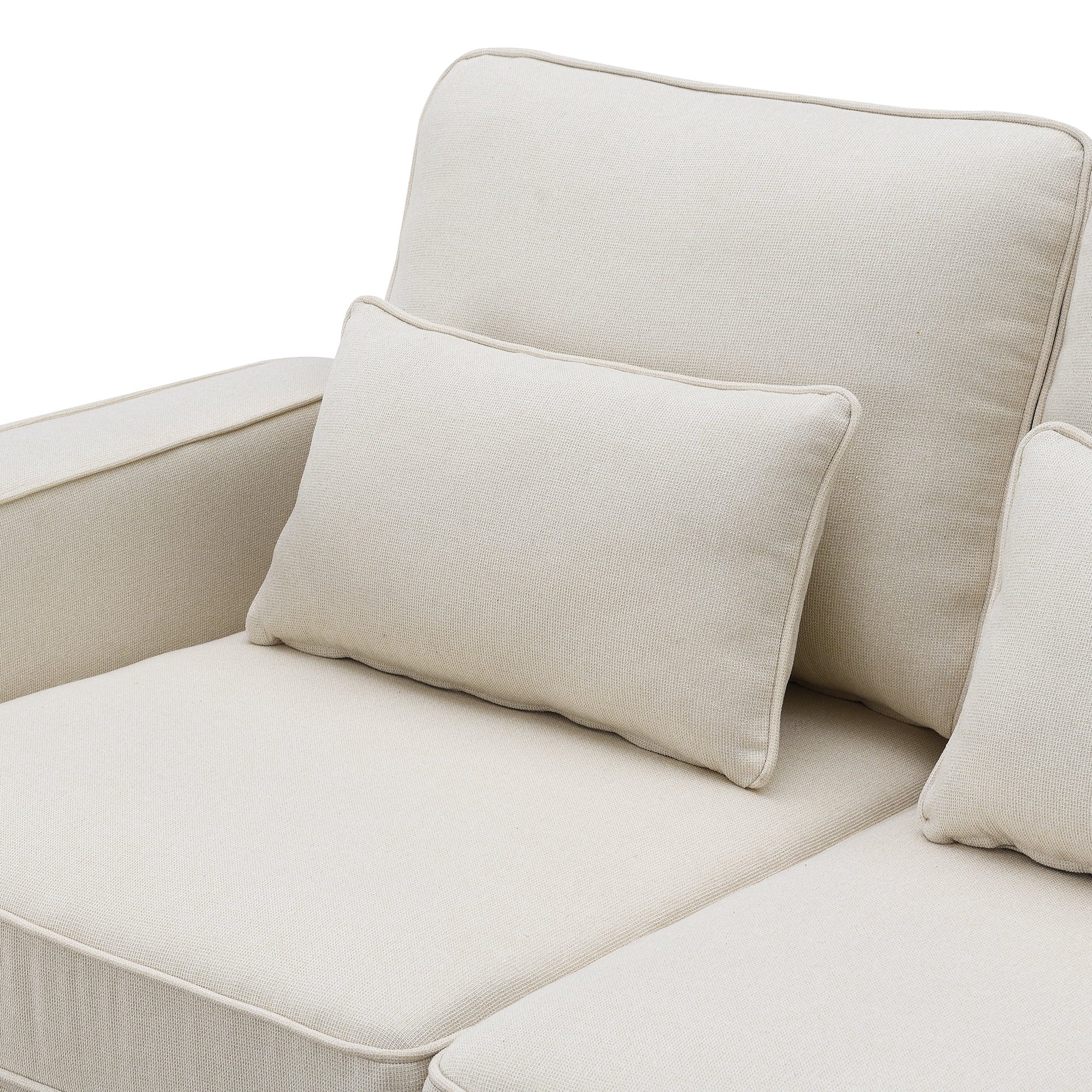 Upholstered Sectional Sofa with Console,114.2inch Modern 4 Seater Sofa Fabric Sofa with 4 Pillows and 2 Cup Holders and 2 USB Ports for Living Room, Apartment, Office,Beige