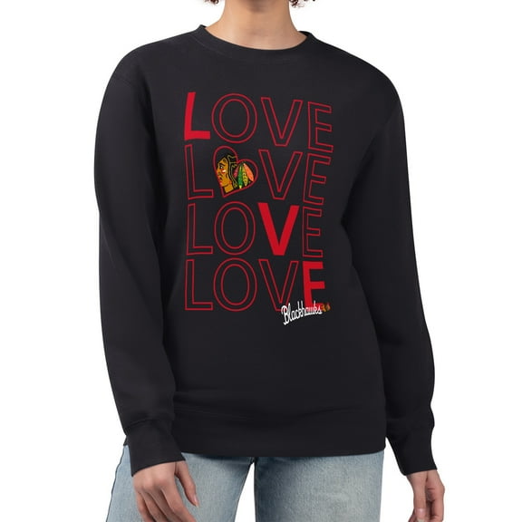 Women's G-III 4Her by Carl Banks  Black Chicago Blackhawks Lots Of Love Team Logo Graphic Pullover Sweatshirt