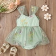 thumbnail image 2 of Huowey Kids Girls Sleeveless Floral Embroider Tulle Backless Romper Bodysuits Fashionable Dailywear, 6-9 Months, 2 of 8