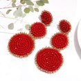 thumbnail image 4 of Beaded Drop Earrings Statement Seed Bead Earring for Women Handmade Triple Circle Dangle Earrings for Wedding Party Prom, 4 of 6