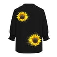 thumbnail image 3 of Uootdi Womens Tops 3/4 Sleeve V Neck Button Front Polka Dot Print Ruched Cuffs Casual Daily Weekend Brunch Soft Blouses Gift, 3 of 5