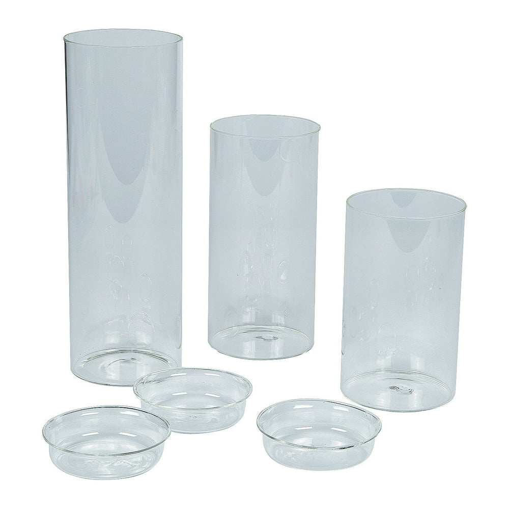Large Glass Cylinder Candleholder Set Home Decor 3 Pieces Walmart