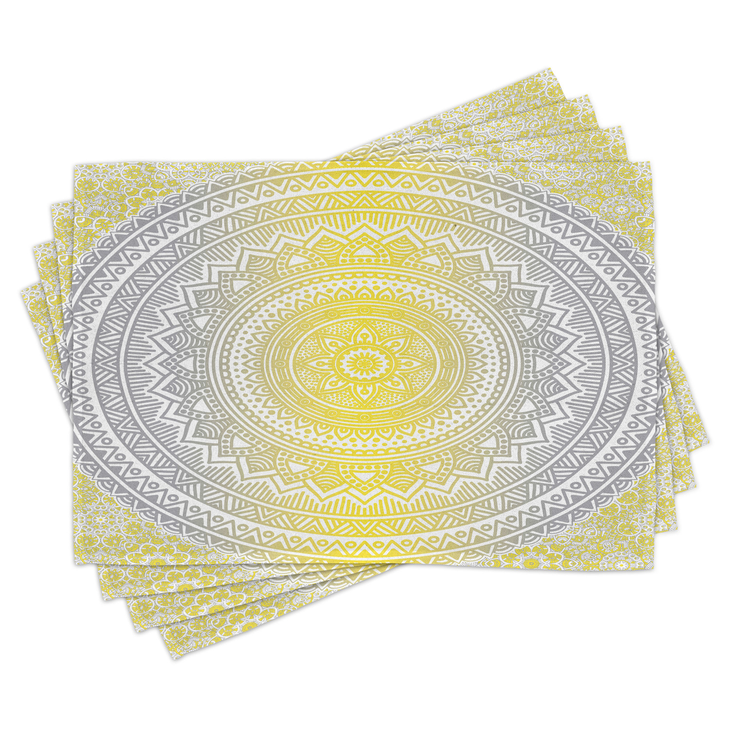Grey and Yellow Placemats Set of 4 Soft Pastel Color Ombre Ethnic