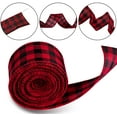 thumbnail image 2 of 3 Rolls Christmas Buffalo Plaid Ribbon Christmas Wrapping Ribbon Wired Edge Burlap Check Ribbon Gingham Christmas Wreath Tree Decor, 2 of 6