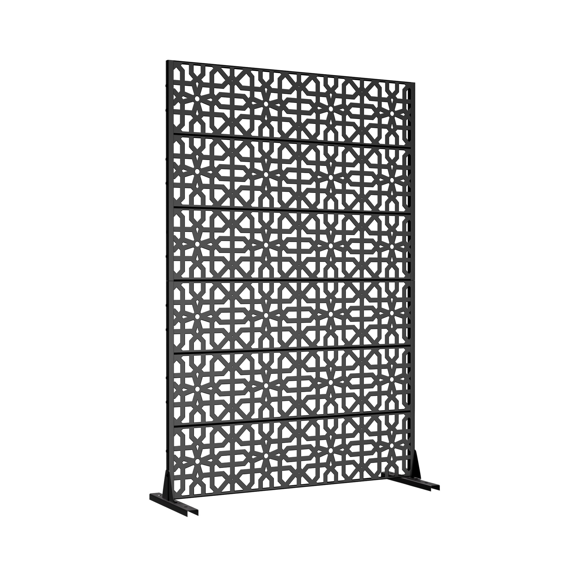MAYEERTY Weatherproof Galvanized Steel Screen, Windproof Garden & Patio Divider,Chinese window paper-cuts,Black
