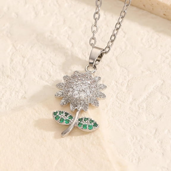 Sunflower Pendant Necklace with Diamonds Design Silver Exquisite Women's Jewelry with Any Occasion