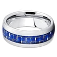 thumbnail image 3 of Silly Kings 8mm Tungsten Carbide Wedding Band Carbon Fiber Blue Ring Men & Women Comfort Fit, 3 of 3