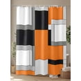 thumbnail image 4 of Orange Black Geometric Shower Curtain, Abstract Patchwork Modern Art Waterproof Shower Curtain Set with 12 Hooks Lightweight Washable Fabric Shower Curtains for Bathroom 72x72 Inches, 4 of 6